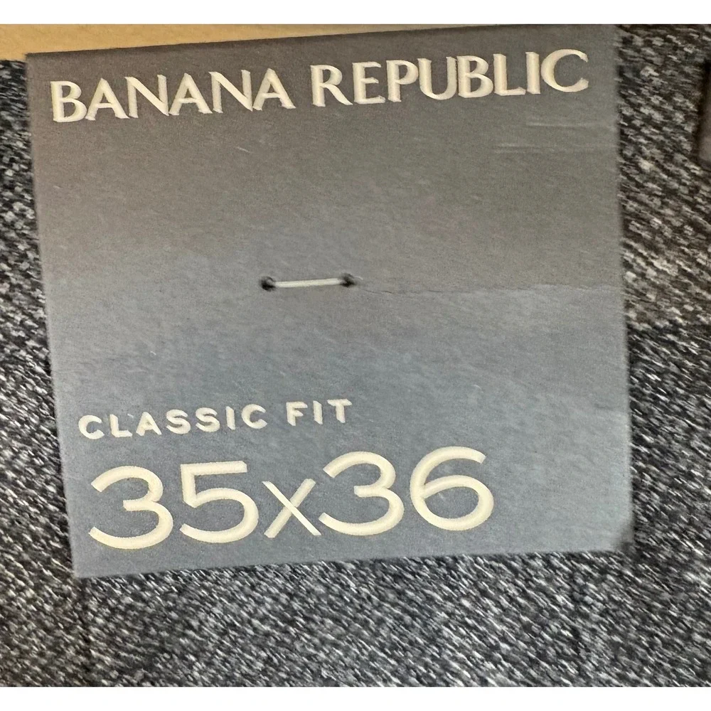 Banana Republic Classic Fit Dark Charcoal Flannel Wool‎ Blend Dress Pants 35x36